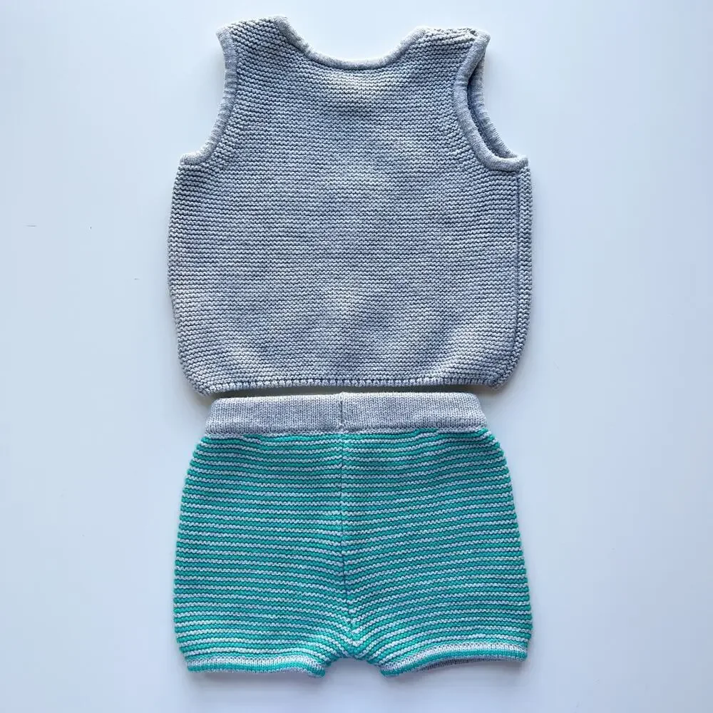 Hanna Andersson Baby Set Pineapple Soft Top & Shorts 0-3 Months 50cm‎ Organic